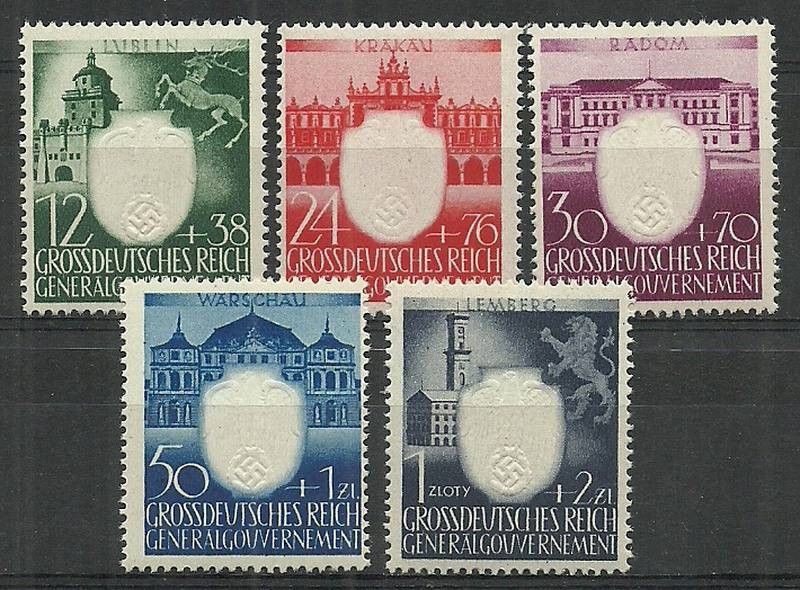 Znaczek Generalne Gubernatorstwo / GG 1943 Mi 105-109 Fi 105-109 Czyste **