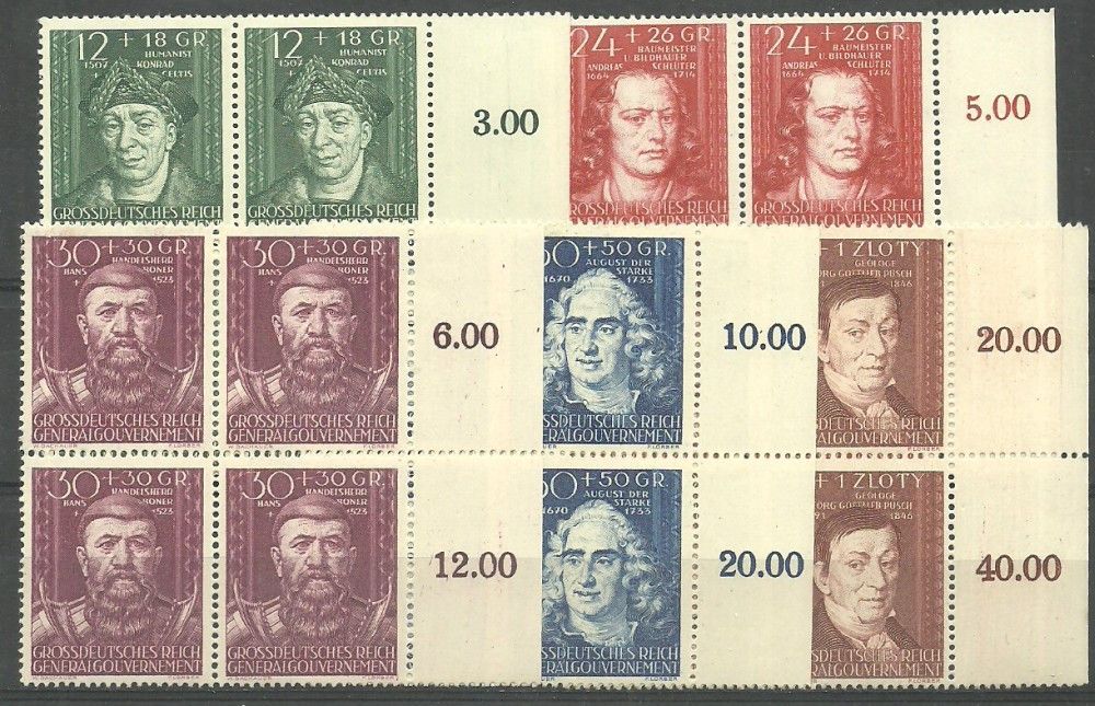 Znaczek Generalne Gubernatorstwo / GG 1944 Mi 120-124 Fi 120-124 Czyste **