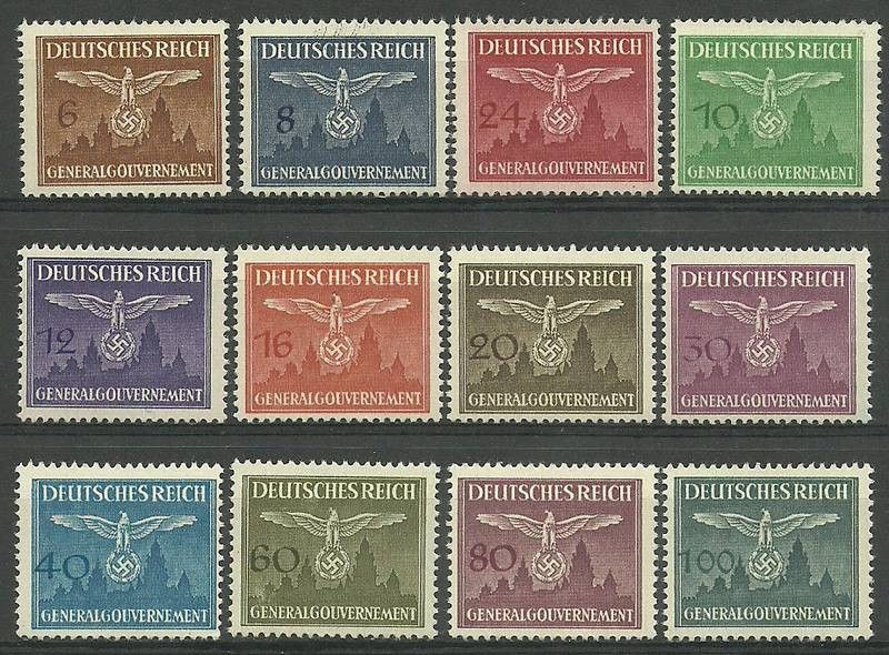 Znaczek Generalne Gubernatorstwo / GG 1943 Mi die 25-36 Fi U 25-36 Czyste **