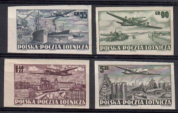 Znaczek Polska 1952 Mi 728-731B Fi 590-593A Czyste **