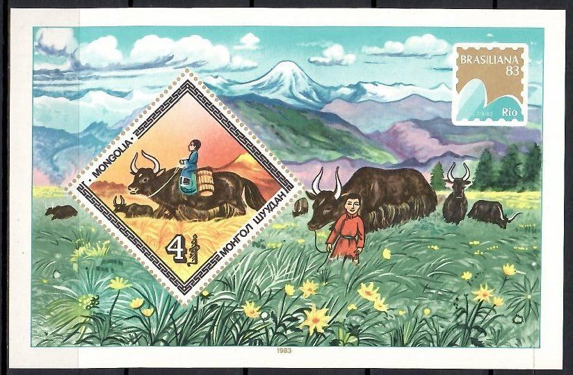 Znaczek Mongolia 1983 Mi bl 94 Czyste **