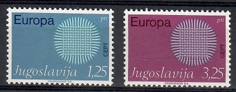 Znaczek Jugosławia 1970 Mi 1379-1380 Czyste **