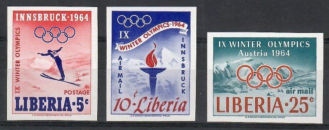Znaczek Liberia 1964 Mi 612-614B Czyste **