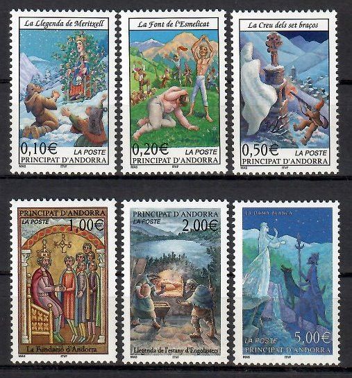 Znaczek Andora (francuska) 2002 Mi 580-585 Czyste **