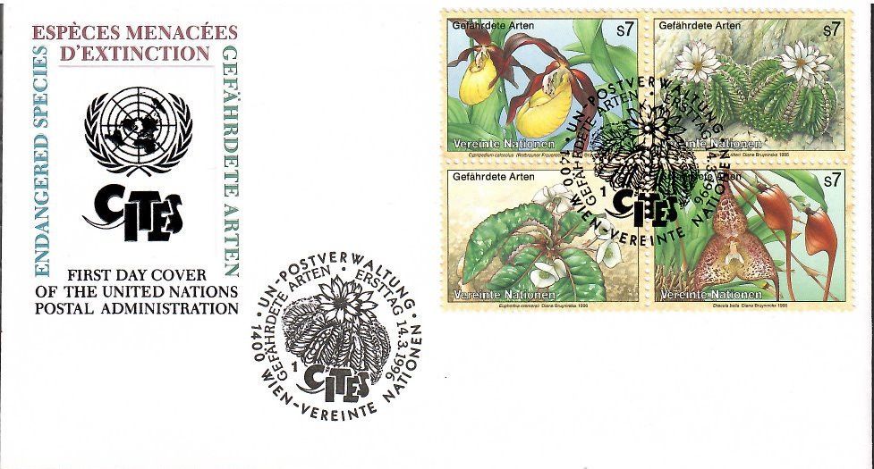 Znaczek Narody Zjednoczone Wiedeń 1996 Mi 205-208 FDC