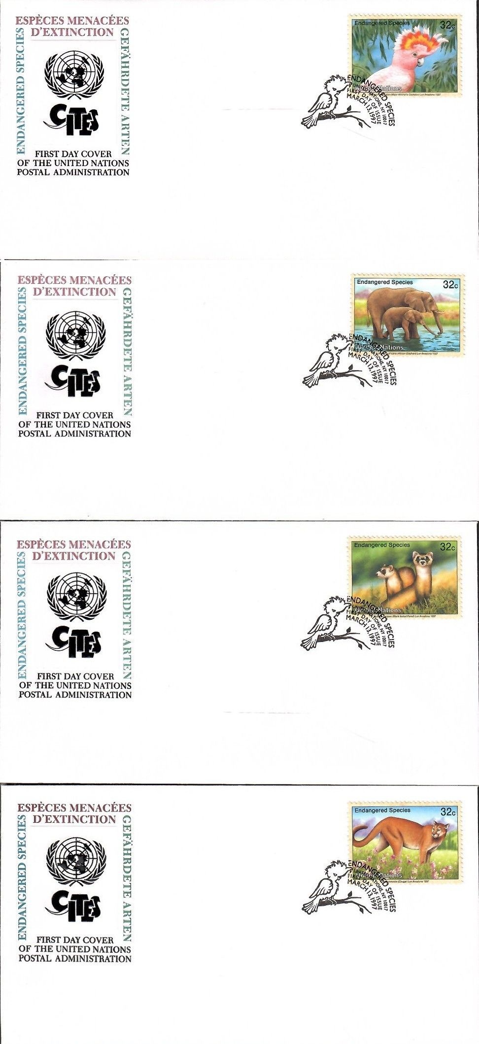 Znaczek Narody Zjednoczone Nowy Jork 1997 Mi 732-735 FDC