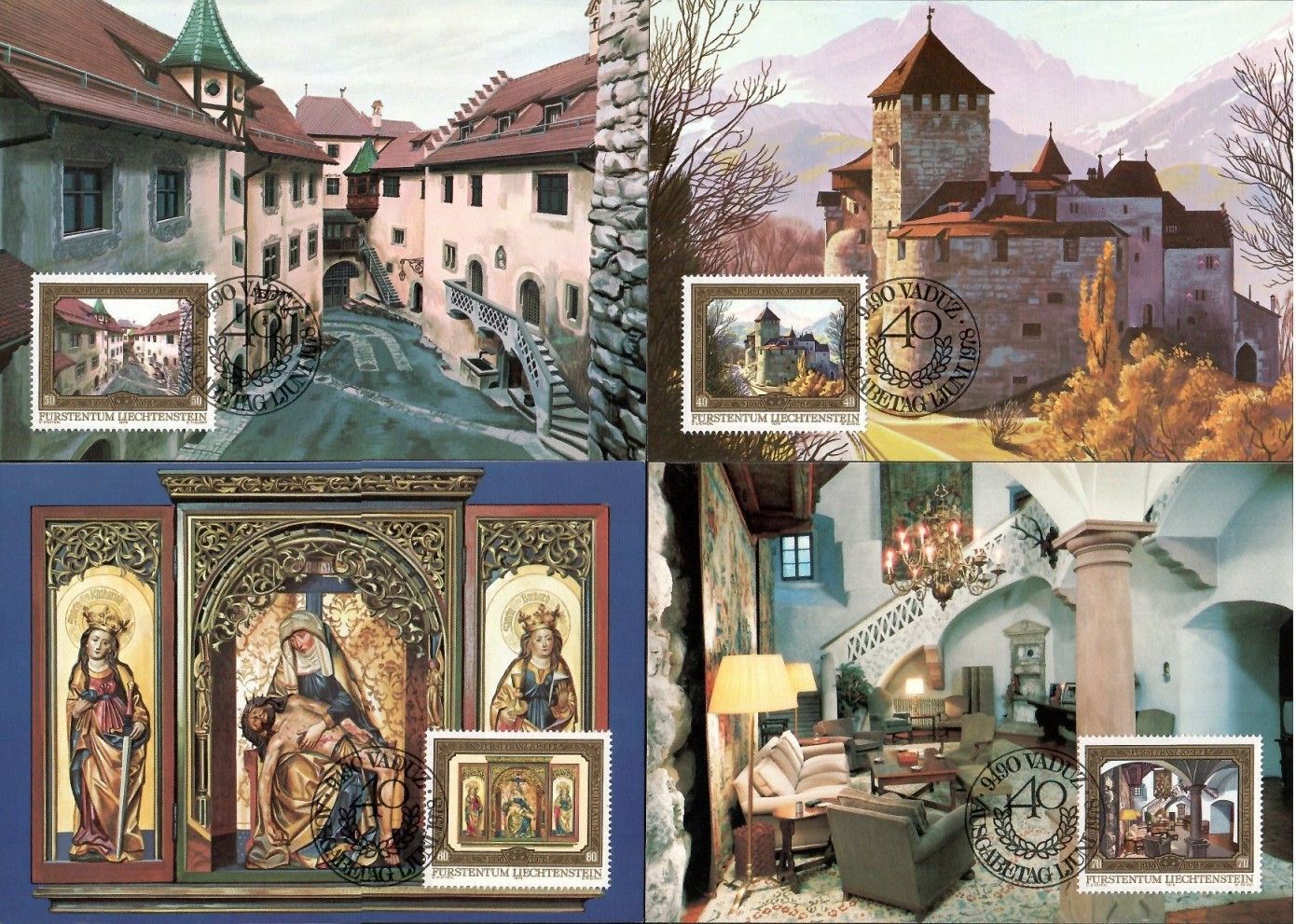 Znaczek Liechtenstein 1978 Mi 706-709 Karta Max