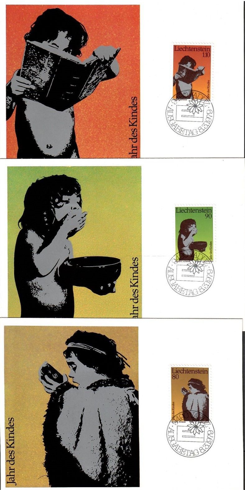 Znaczek Liechtenstein 1979 Mi 725-727 Karta Max