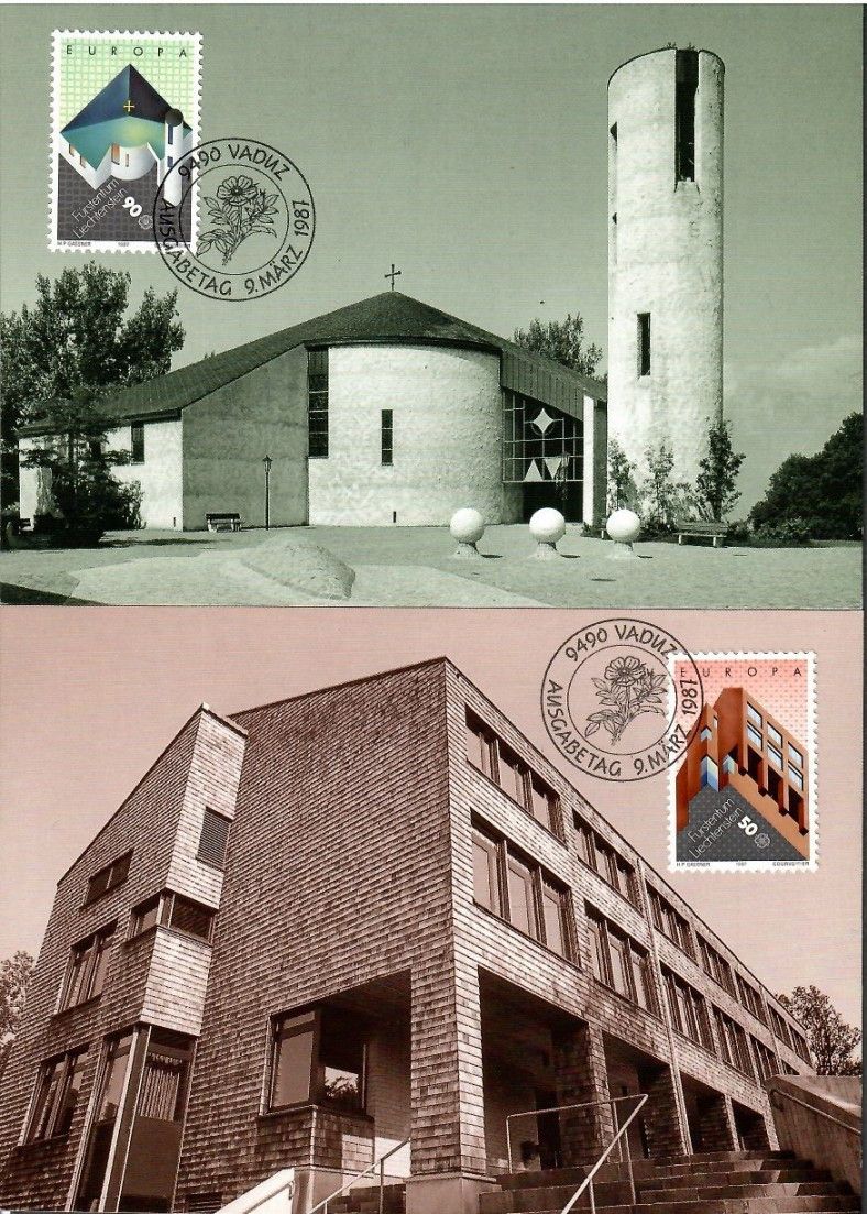 Znaczek Liechtenstein 1987 Mi 916-917 Karta Max