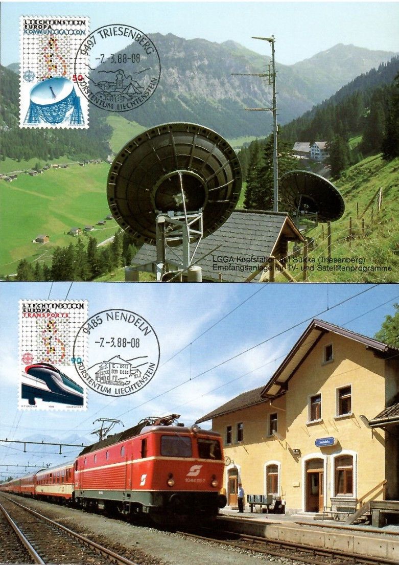 Znaczek Liechtenstein 1988 Mi 937-938 Karta Max