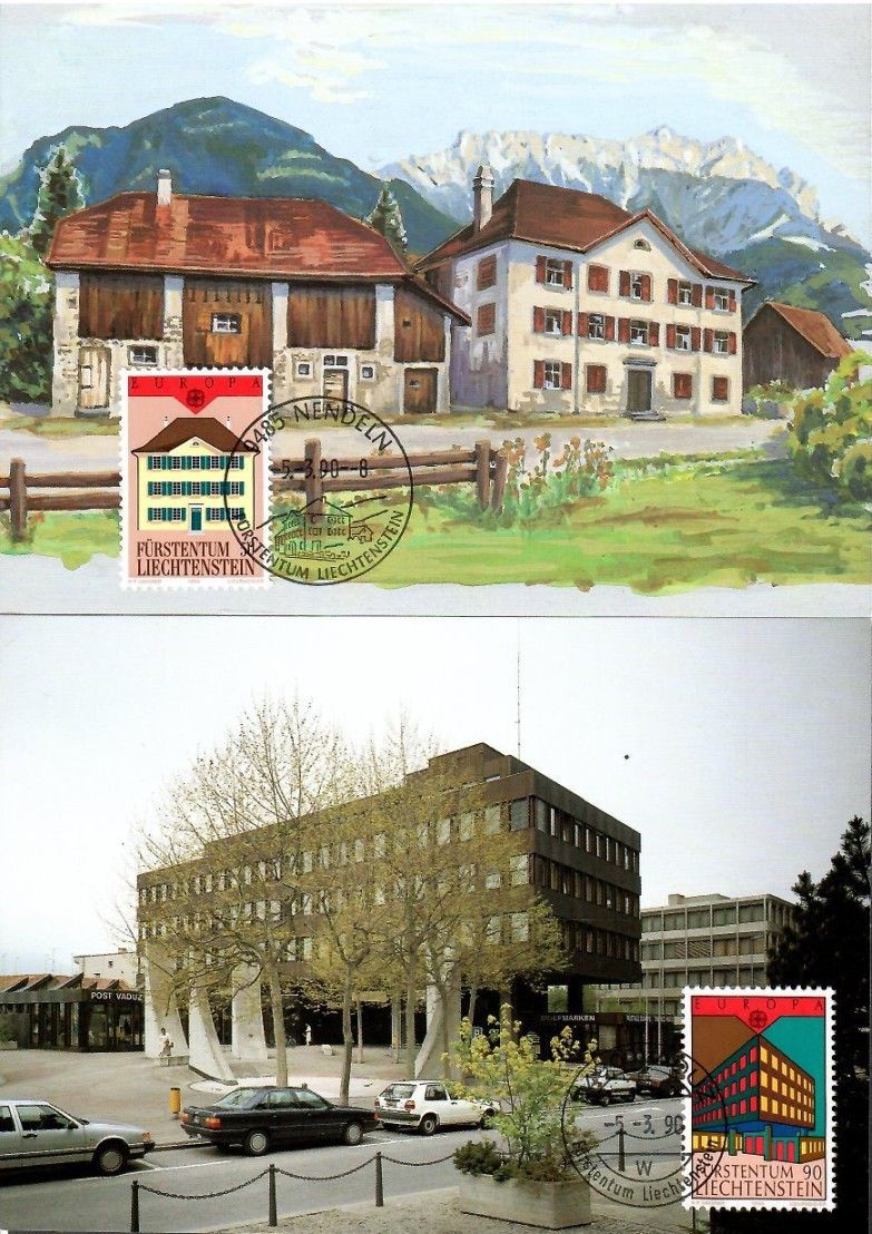 Znaczek Liechtenstein 1990 Mi 984-985 Karta Max