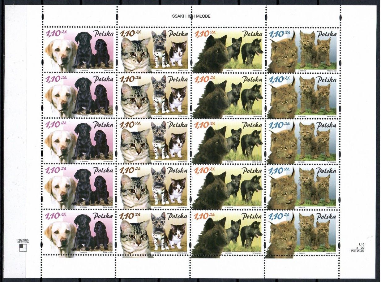 Znaczek Polska 2002 Mi ark 3960-3963II Czyste **