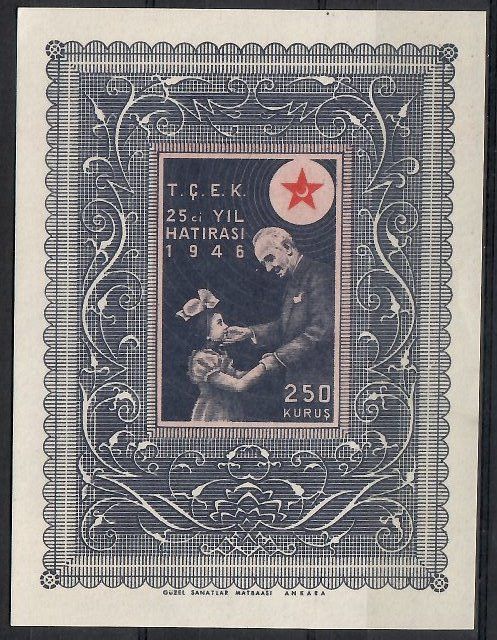 Znaczek Turcja 1946 Mi bl 2 Czyste **