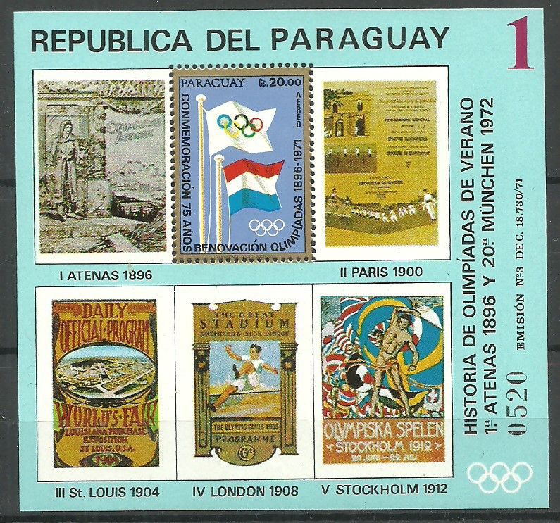 Znaczek Paragwaj 1972 Mi bl 183 Czyste **