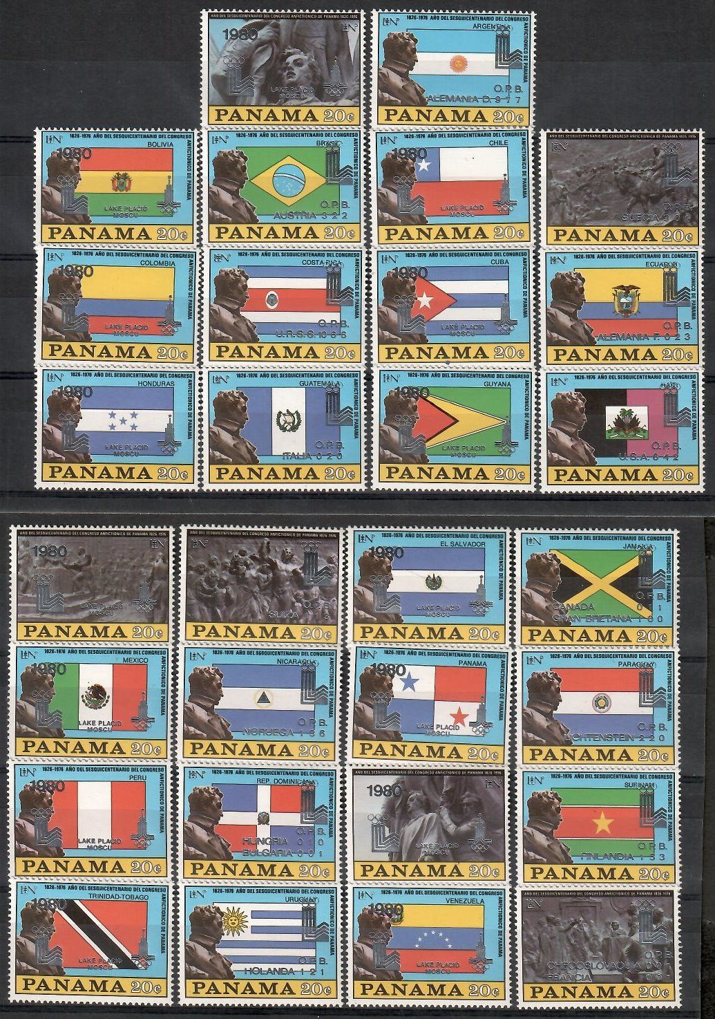 Znaczek Panama 1980 Mi 1335-1364I,II Czyste **