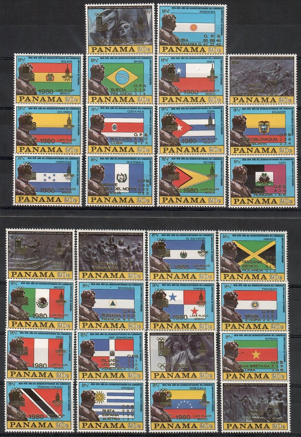 Znaczek Panama 1980 Mi 1365-1394III,IVg Czyste **