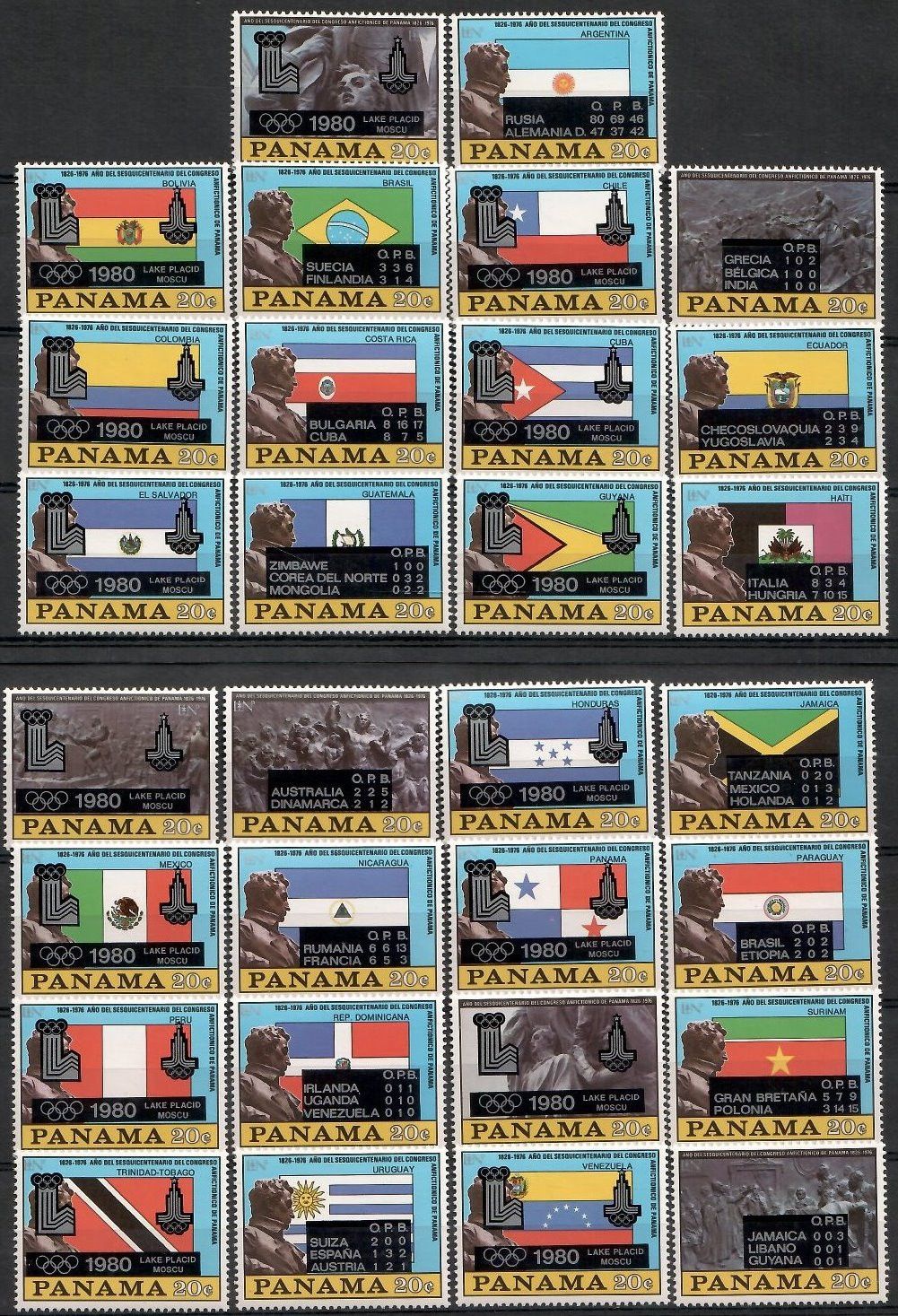 Znaczek Panama 1980 Mi 1365-1394III,IVszw Czyste **
