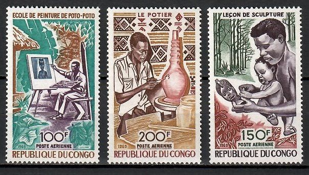 Znaczek Kongo 1970 Mi 207-209 Czyste **