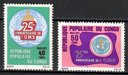 Znaczek Kongo 1973 Mi 367-368 Czyste **
