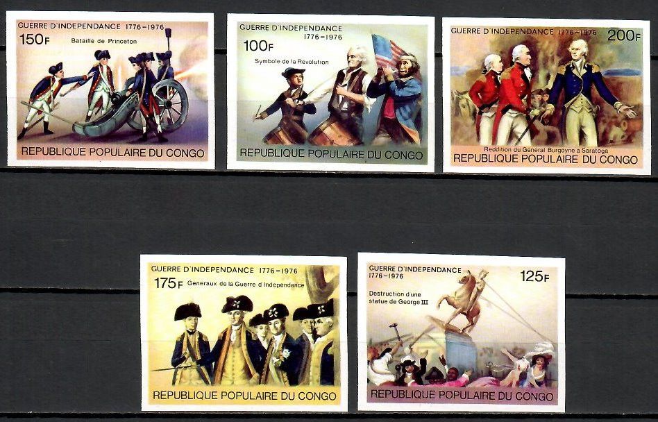 Znaczek Kongo 1976 Mi 556-560B Czyste **
