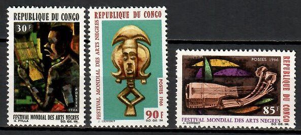 Znaczek Kongo 1966 Mi 88-90 Czyste **