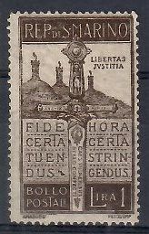 Znaczek San Marino 1923 Mi 99 Z podlepką *