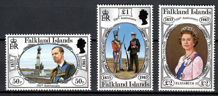 Znaczek Falklandy 1983 Mi 371-373 Czyste **