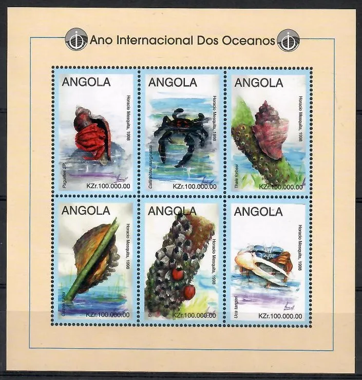 Znaczek  Angola 1998 Mi ark 1246-1251 Czyste **