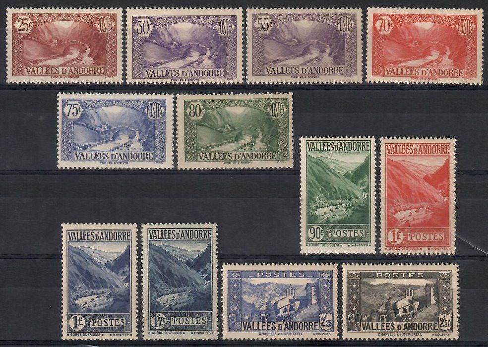 Znaczek Andora (francuska) 1937 Mi 56,61-62+65-71+73-74 Czyste **