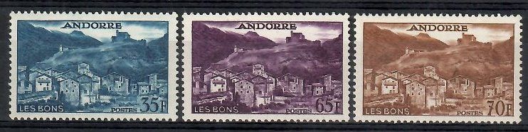 Znaczek Andora (francuska) 1957 Mi 161-163 Czyste **