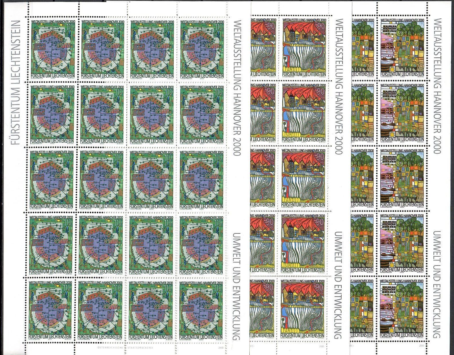 Znaczek Liechtenstein 2000 Mi ark 1235-1237 Czyste **