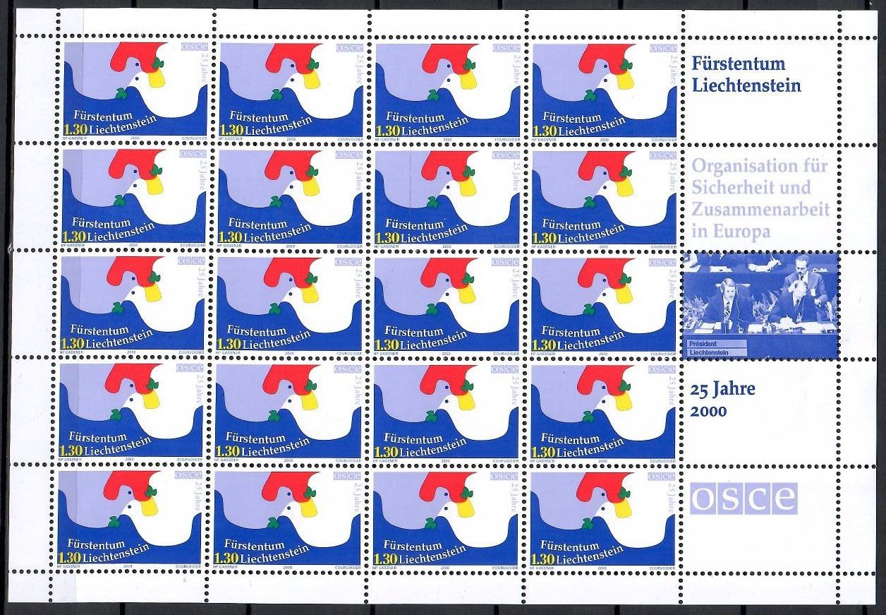 Znaczek Liechtenstein 2000 Mi ark 1248 Czyste **