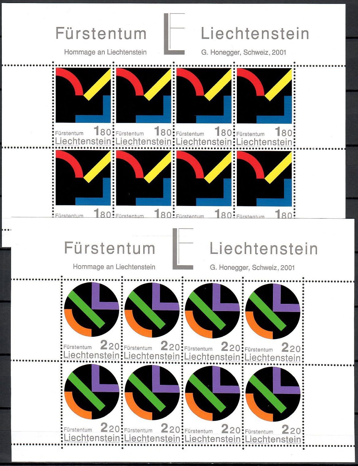 Znaczek Liechtenstein 2001 Mi ark 1281-1282 Czyste **