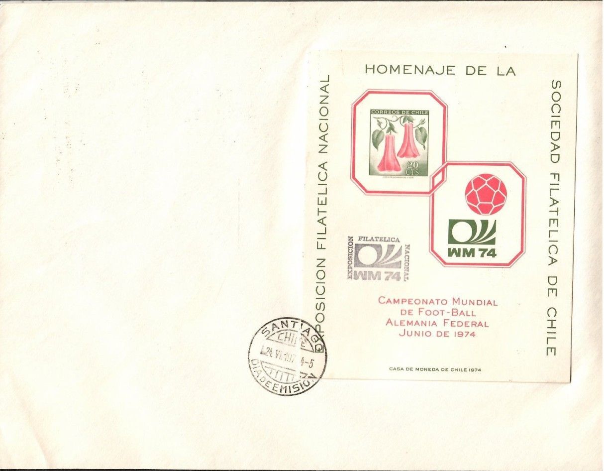 Znaczek Chile 1974 Mi ged bl 701 FDC