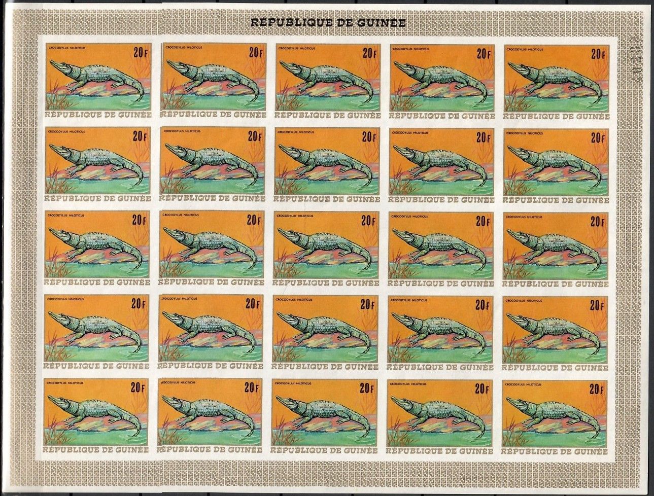 Znaczek Gwinea 1968 Mi ark 498B Czyste **