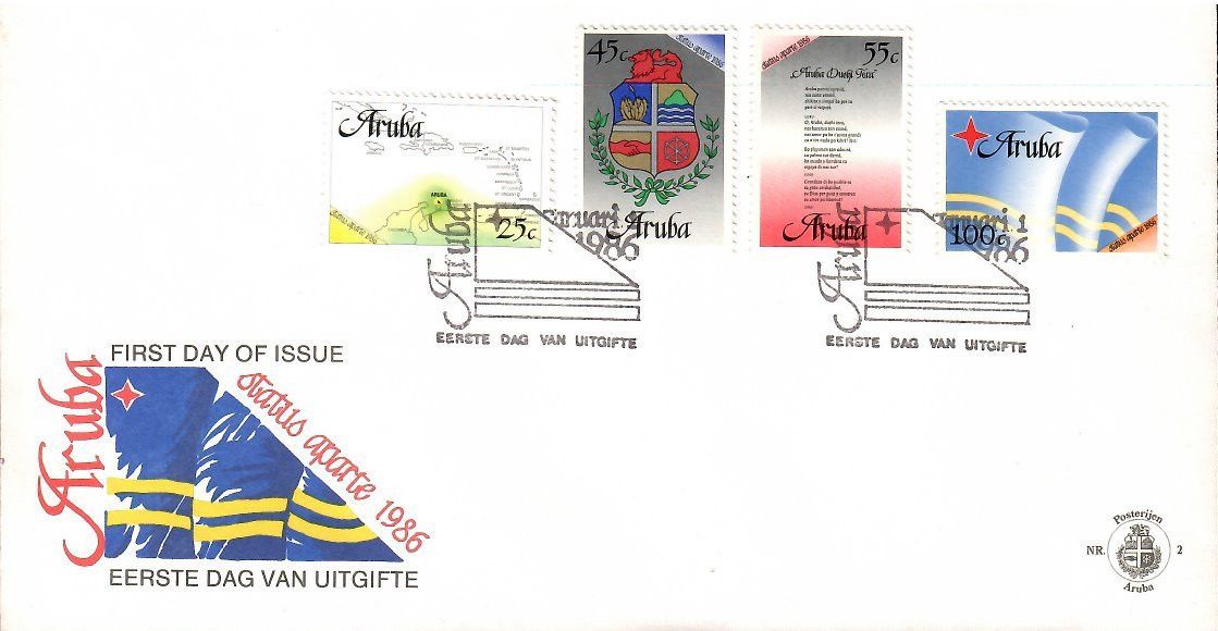 Znaczek Aruba 1986 Mi 1-4 FDC