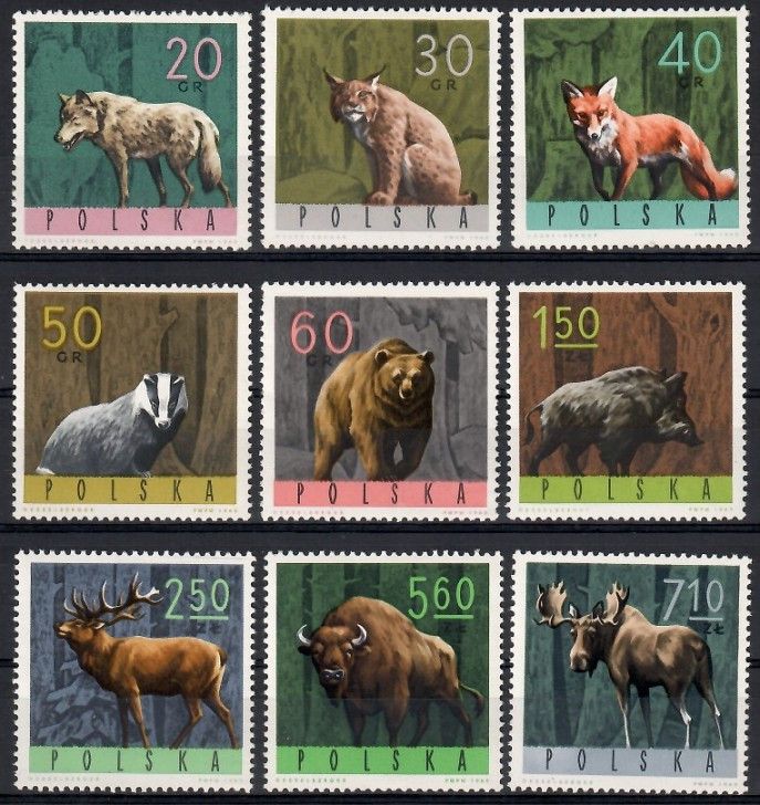 Znaczek Polska 1965 Mi 1635-1643 Fi 1486-1494 Czyste **