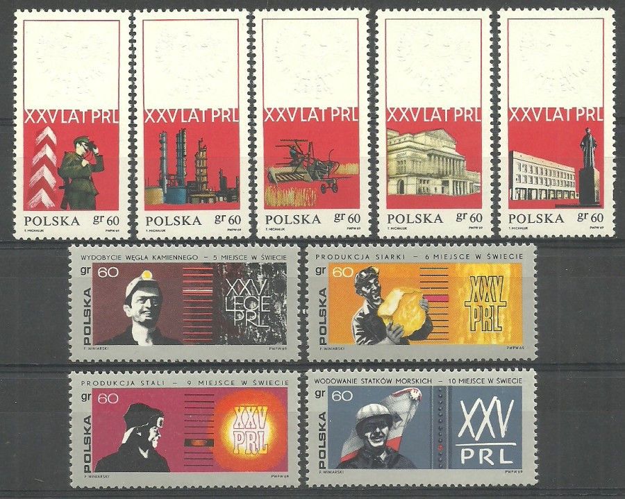 Znaczek Polska 1969 Mi 1931-1939 Fi 1784-1792 Czyste **