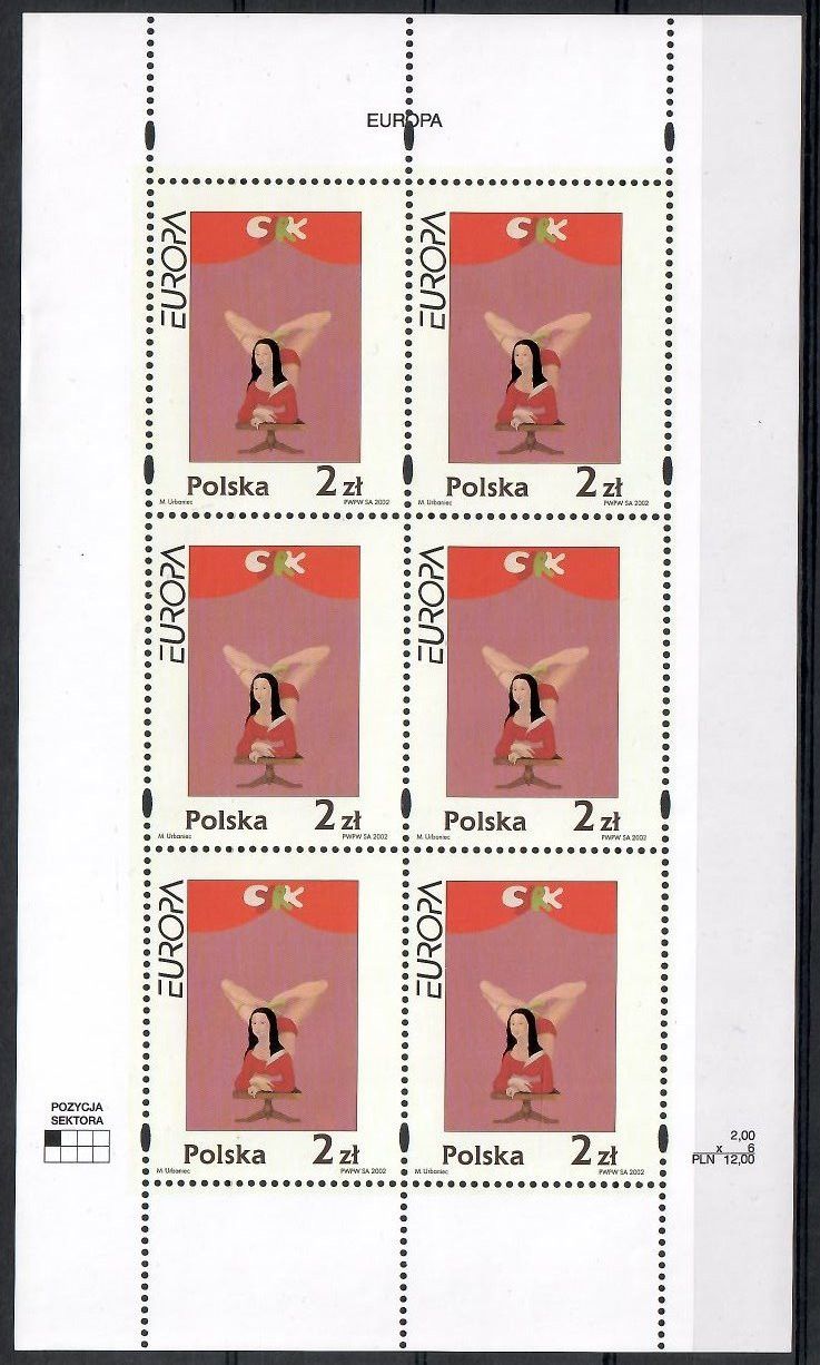 Znaczek Polska 2002 Mi ark 3972 Fi ark 3822 Czyste **