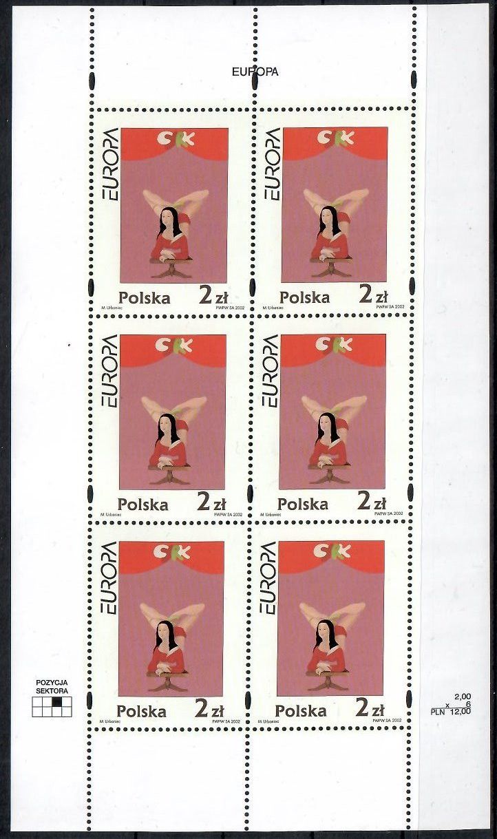 Znaczek Polska 2002 Mi ark 3972 Fi ark 3822 Czyste **