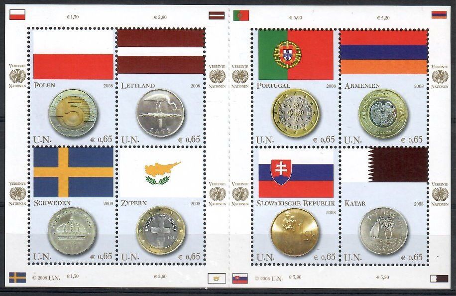 Znaczek Narody Zjednoczone Wiedeń 2008 Mi ark 530-537 Czyste **