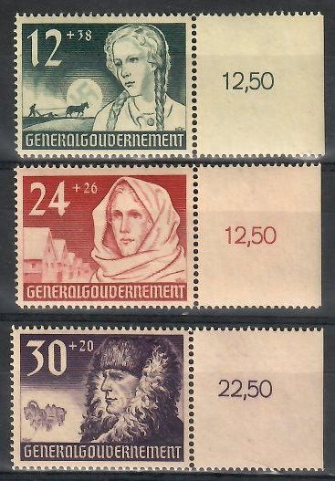 Znaczek Generalne Gubernatorstwo / GG 1940 Mi 56-58 Fi 56-58 Czyste **