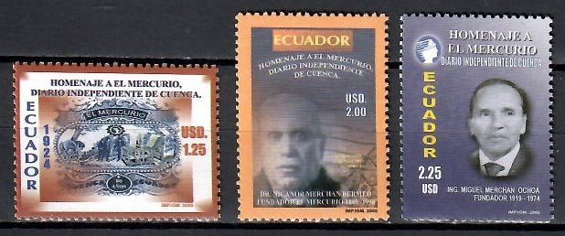 Znaczek Ekwador 2005 Mi 2813-2815 Czyste **