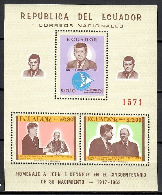 Znaczek Ekwador 1967 Mi bl 43 Czyste **