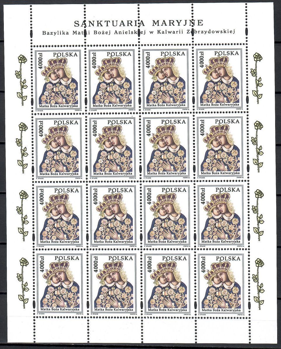 Znaczek Polska 1994 Mi ark 3489 Fi ark 3341 Czyste **