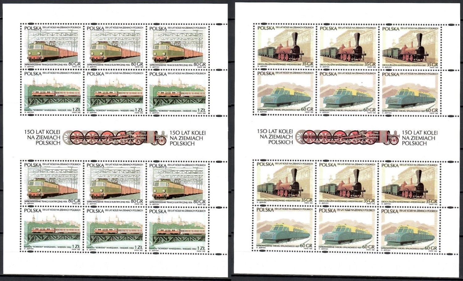 Znaczek Polska 1995 Mi ark 3541-3544 Fi ark 3393-3396 Czyste **