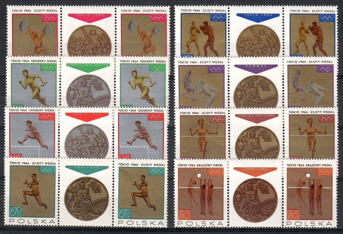 Znaczek Polska 1965 Mi 1623-1630 Fi 1472-1479 Czyste **