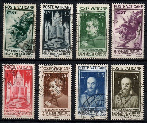 Znaczek Watykan 1936 Mi 51-58 Stemplowane