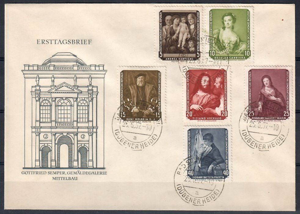 Znaczek NRD / DDR 1957 Mi 586-591 FDC