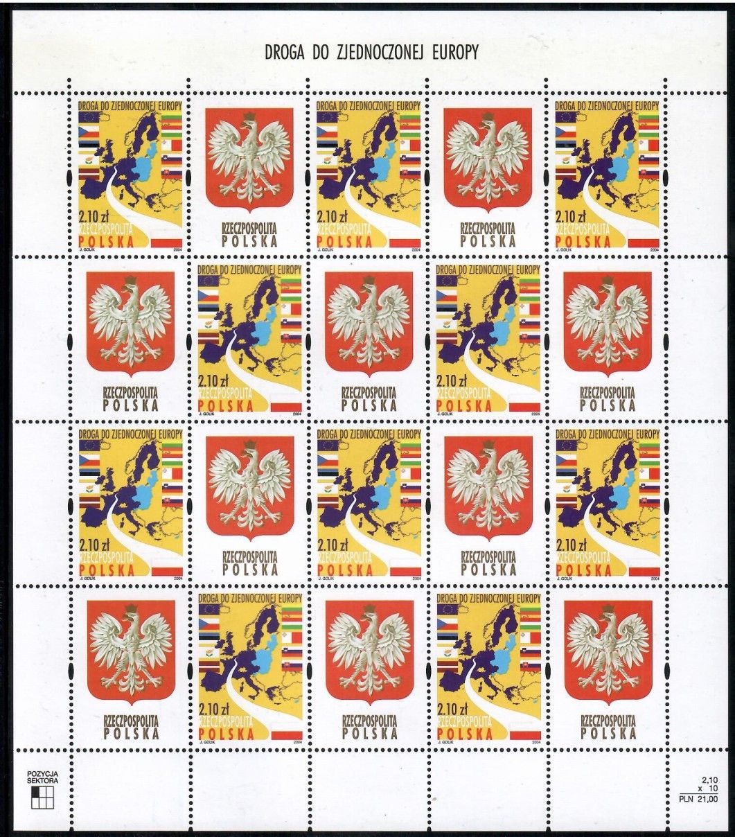 Znaczek Polska 2004 Mi ark 4105 Fi ark 3955 Czyste **